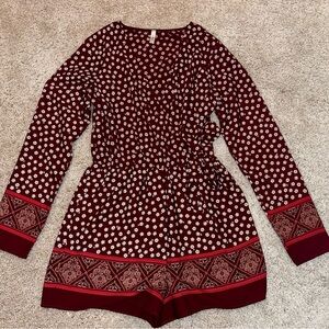 Stylish Burgundy Patterned Jumpsuit